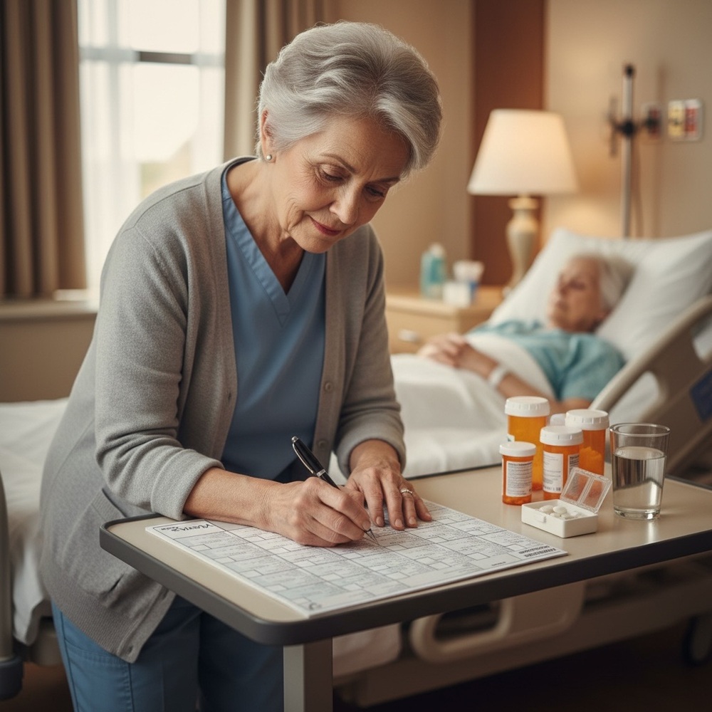 Caregiver  Daily log calendar vitals,medications & care tracker (12 pages).